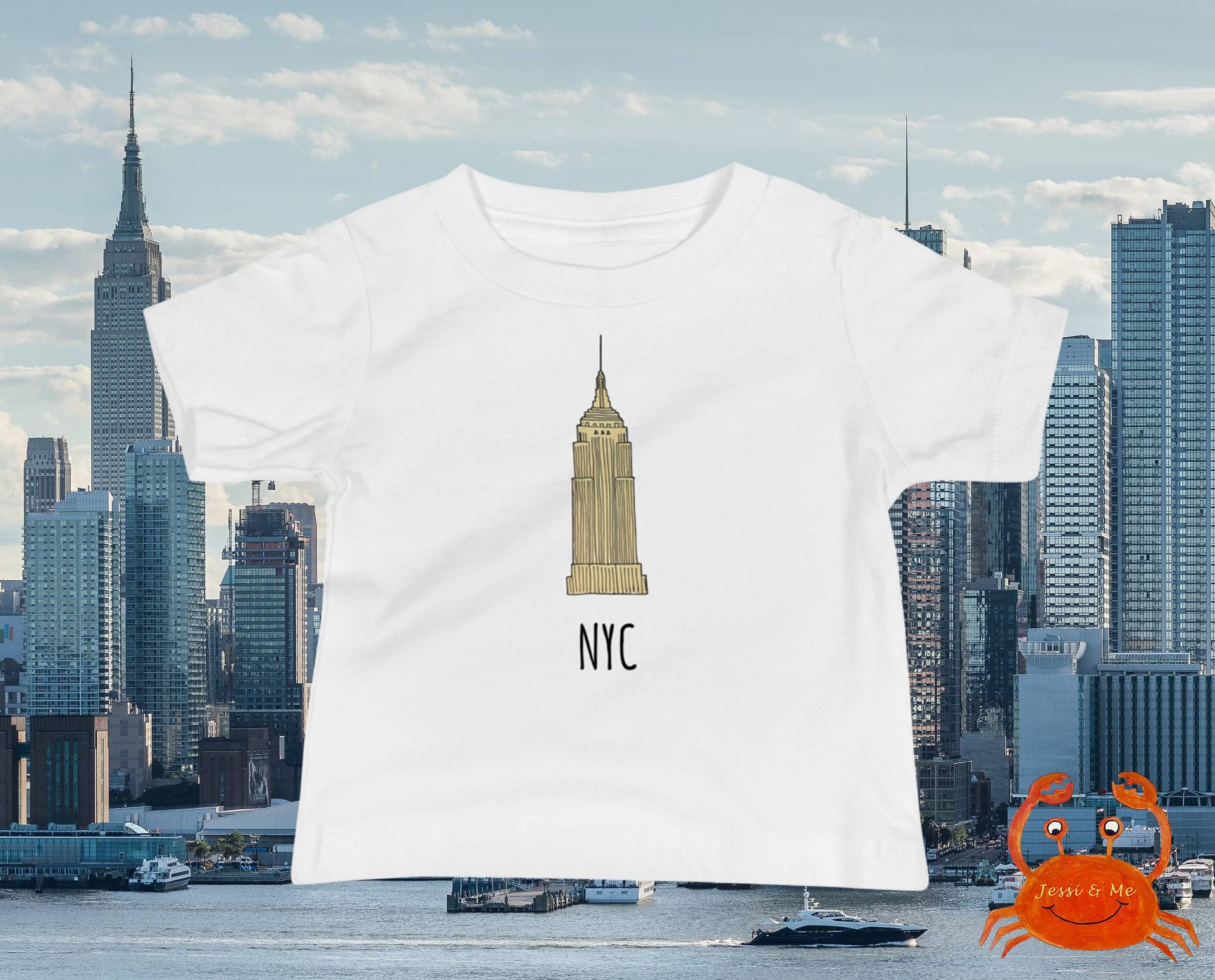 Baby Jersey Kurzärmeliges Empire State Building T-Shirt, Nyc Nyc Design von JessiandMe