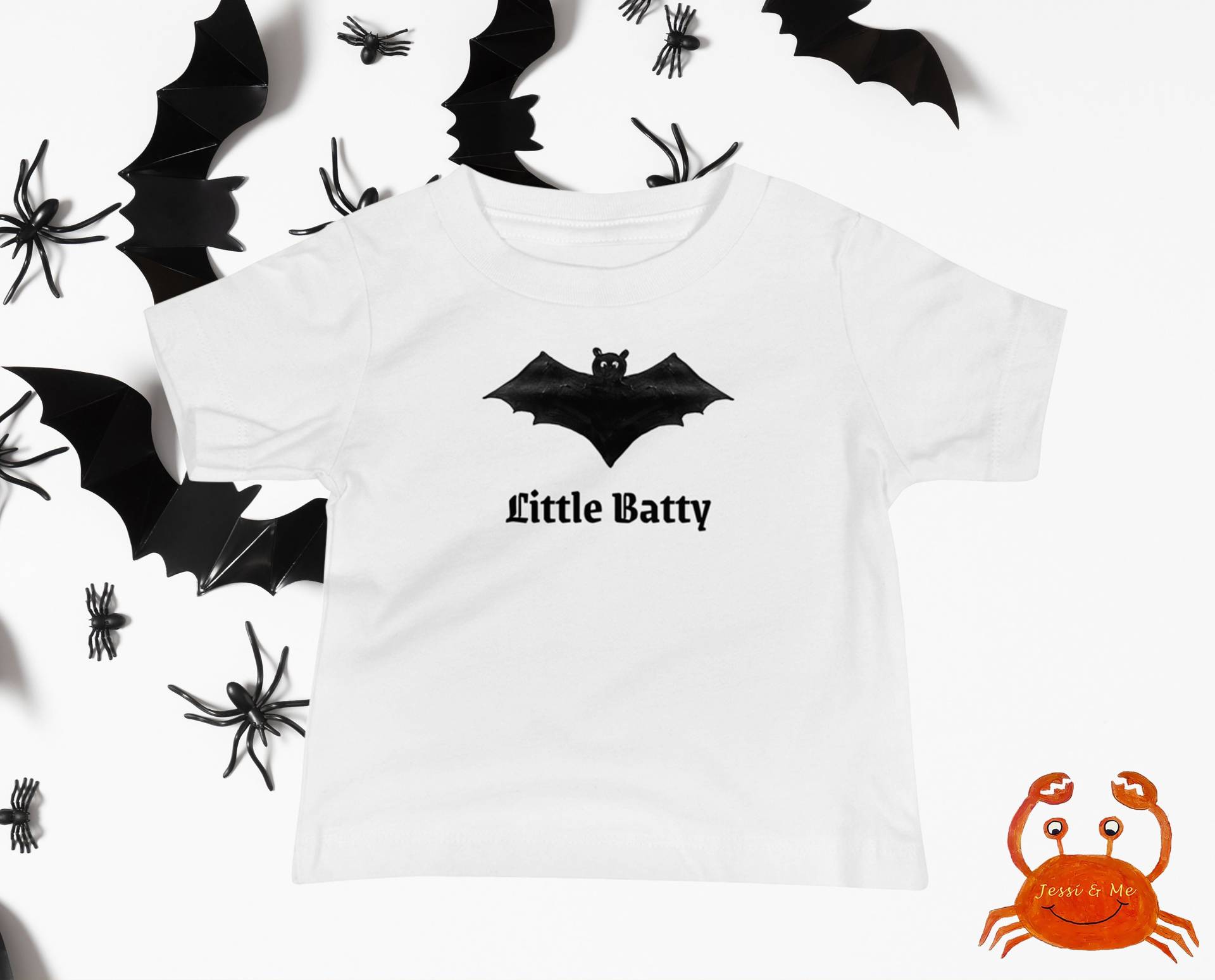 Baby Jersey Kurzärmeliges Halloween Fledermaus T-Shirt, Süßes Little Batty Lustige T-Shirt von JessiandMe