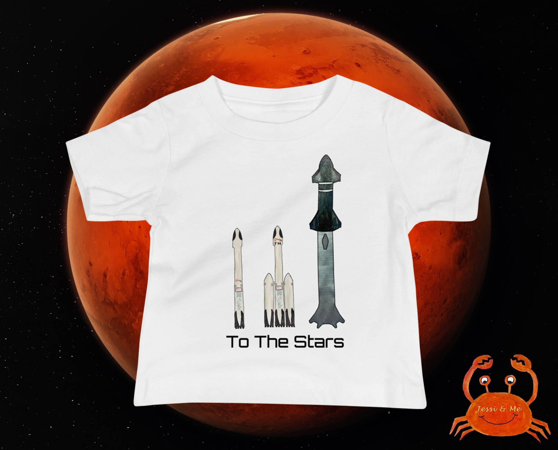 Baby Jersey Kurzärmeliges Spacex Raketen T-Shirt, Niedliche Space Rocket To The Stars Fun Falcon, Falcon Heavy & Starship Design von JessiandMe