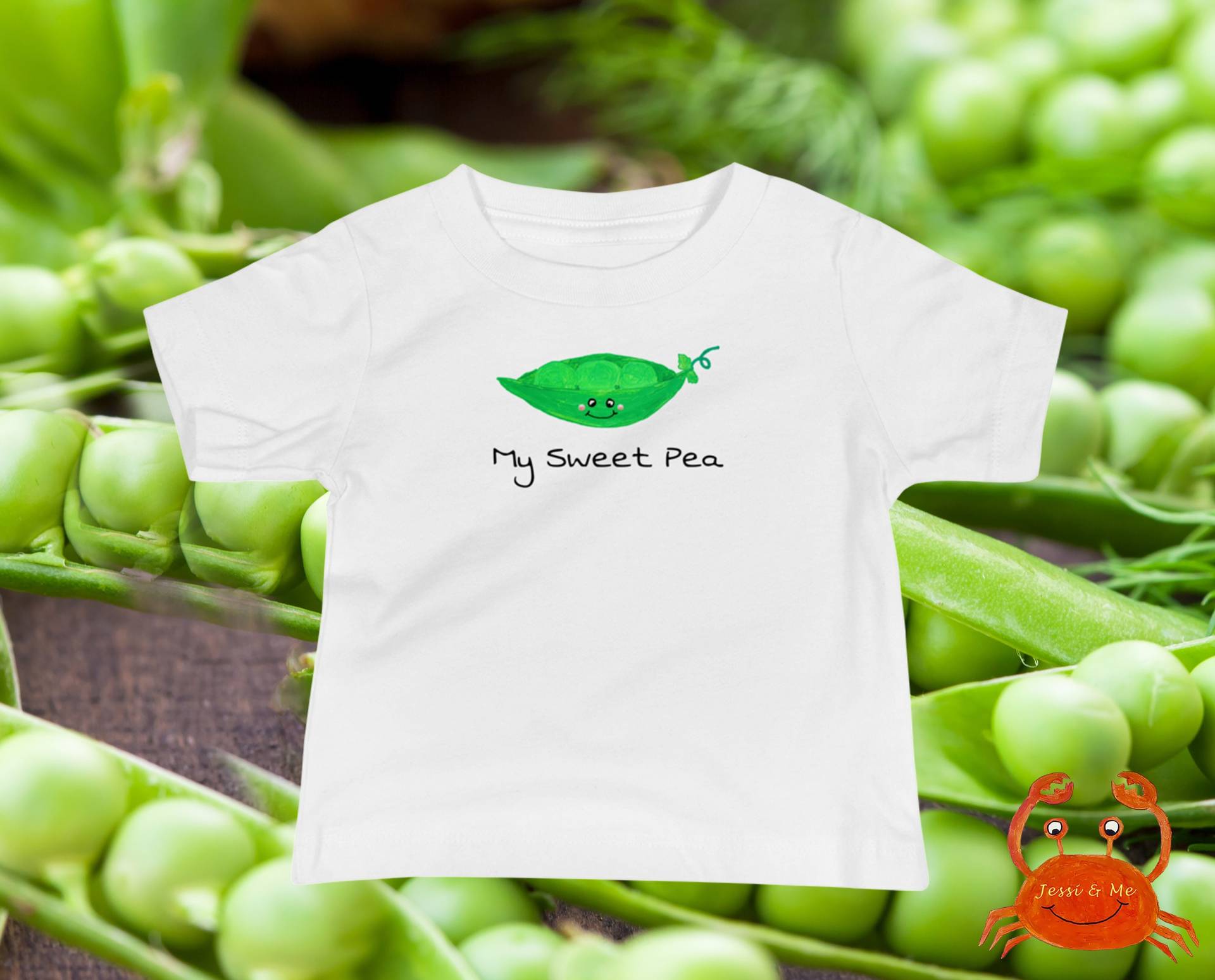 Baby Jersey Kurzärmeliges Süßes Erbsen T-Shirt, My Sweet Pea Lustige Foodie Kleidung von JessiandMe