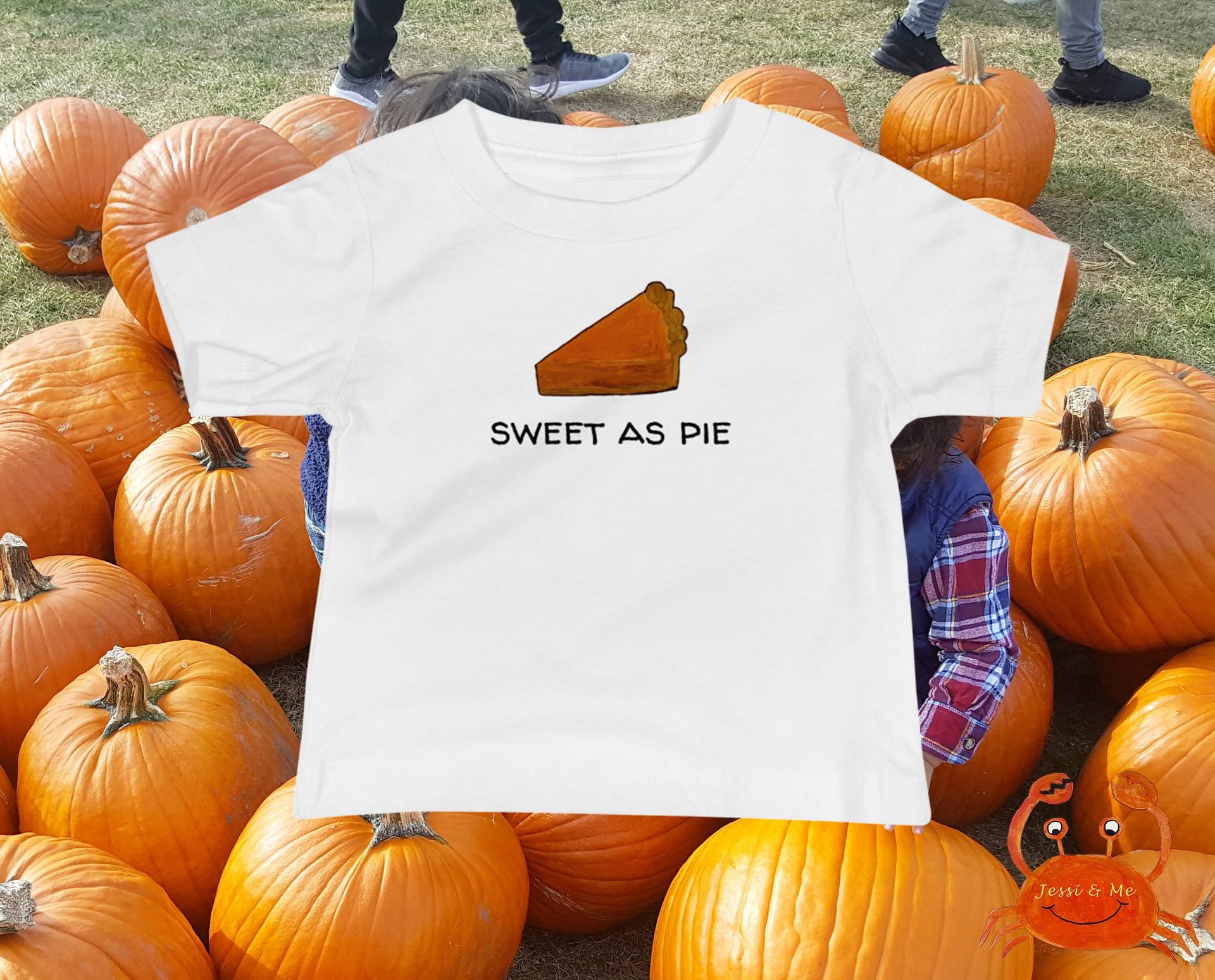 Baby Jersey Kurzärmeliges Thanksgiving Kürbis Kuchen T-Shirt, Süßes Lustige Herbst Kleidung von JessiandMe