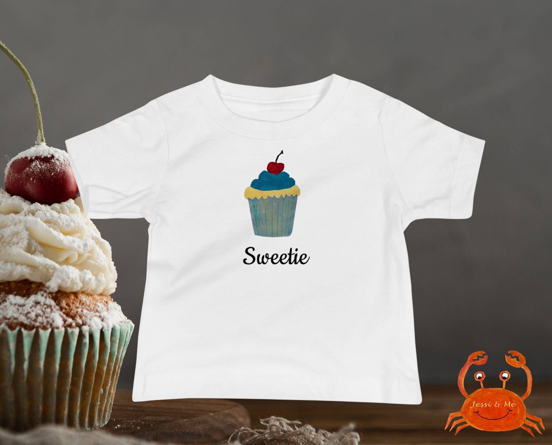 Baby Jersey Kurzarm Cupcake T-Shirt, Süßes Fun Sweetie T-Shirt von JessiandMe