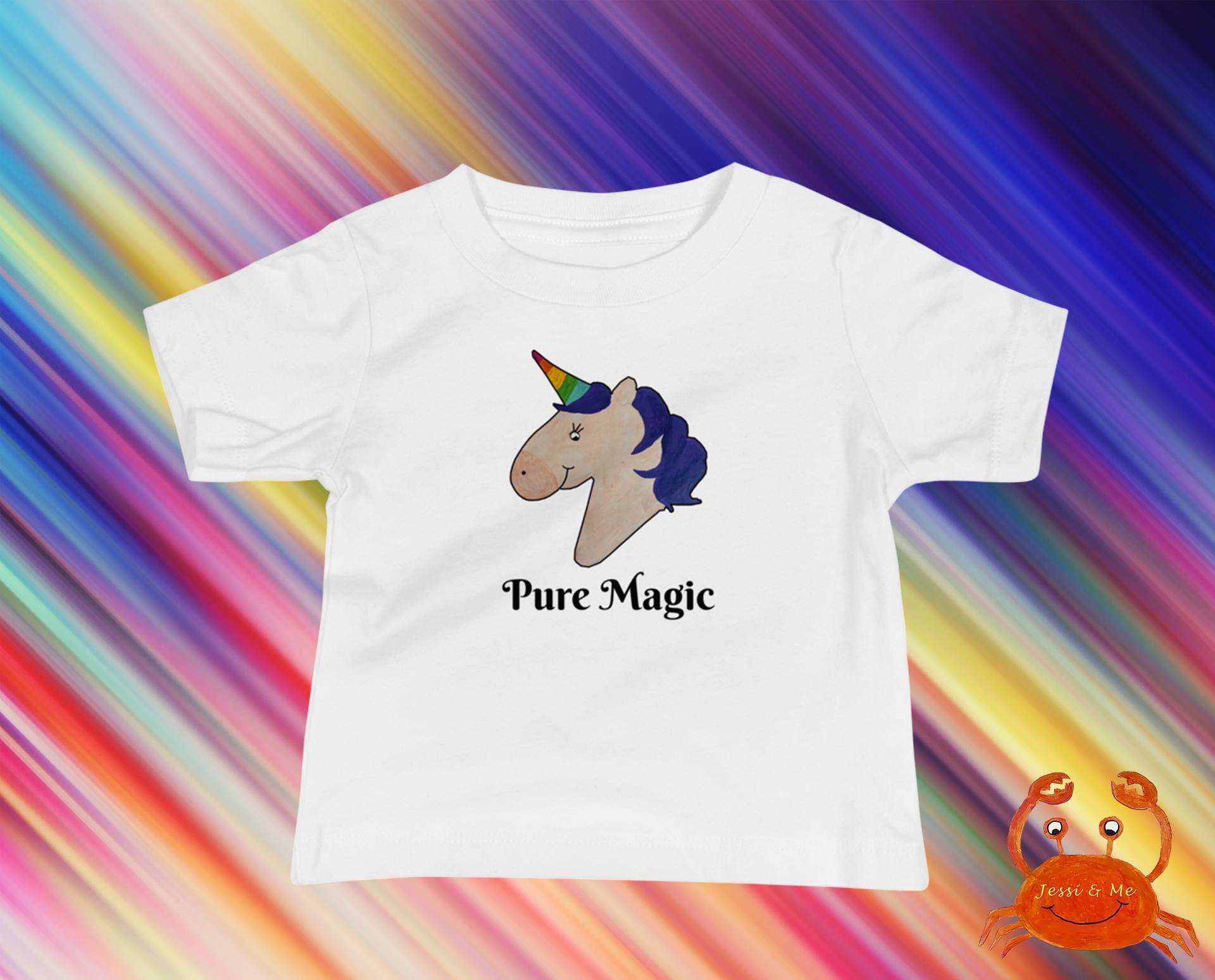 Baby Jersey Kurzarm Einhorn T-Shirt, Süßes Pure Magic Fun T-Shirt von JessiandMe