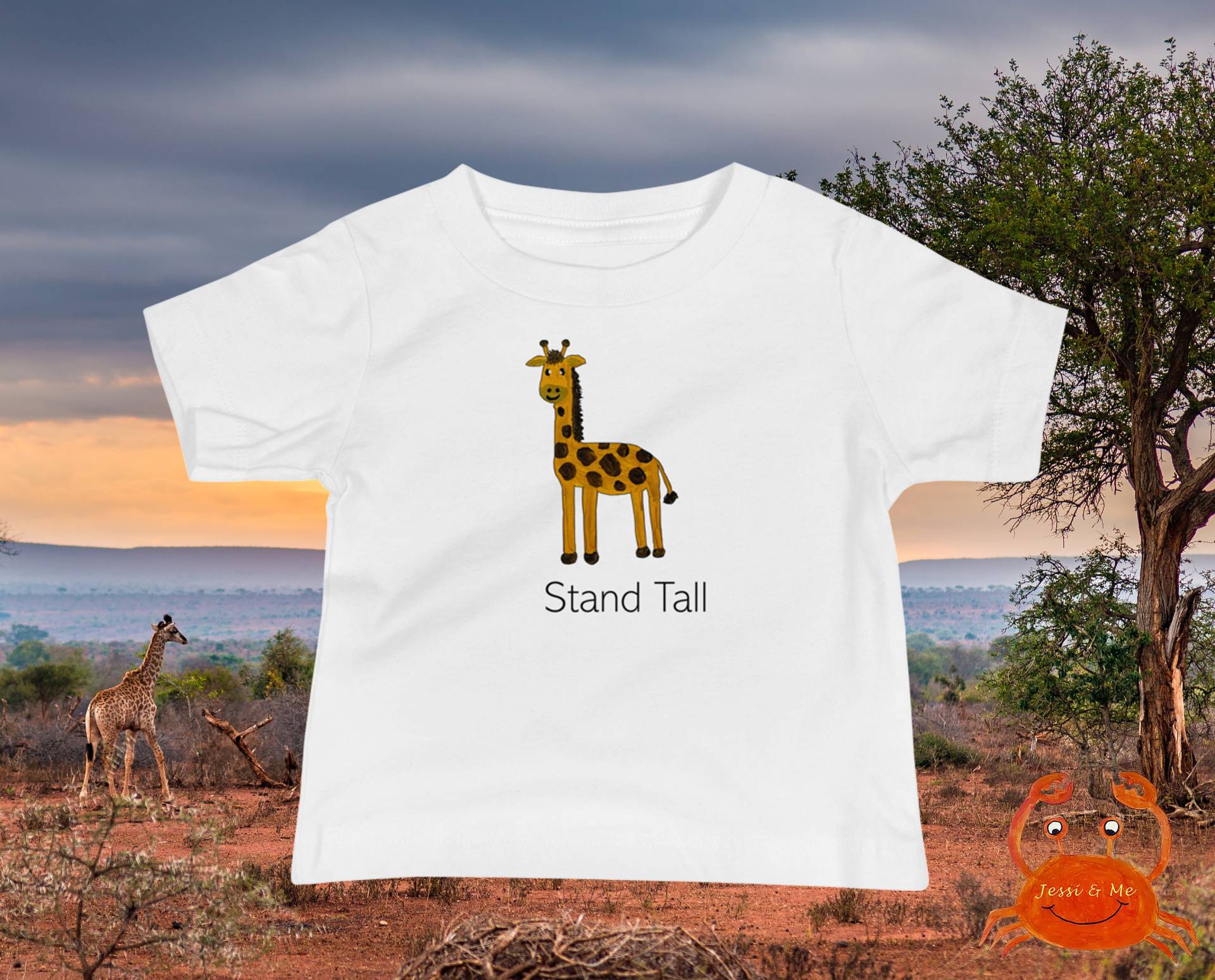 Baby Jersey Kurzarm Giraffe T-Shirt, Süßes Fun Ständer Große T-Shirt von JessiandMe