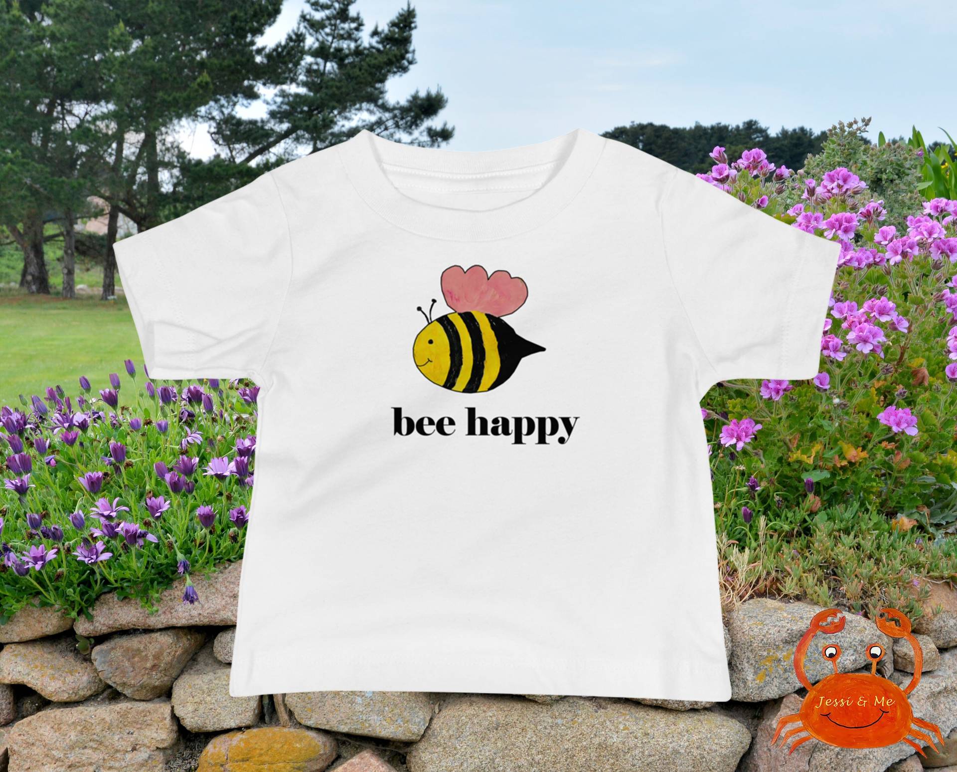 Baby Jersey Kurzarm Hummel T-Shirt, Süße Fun Biene Happy T-Shirt von JessiandMe