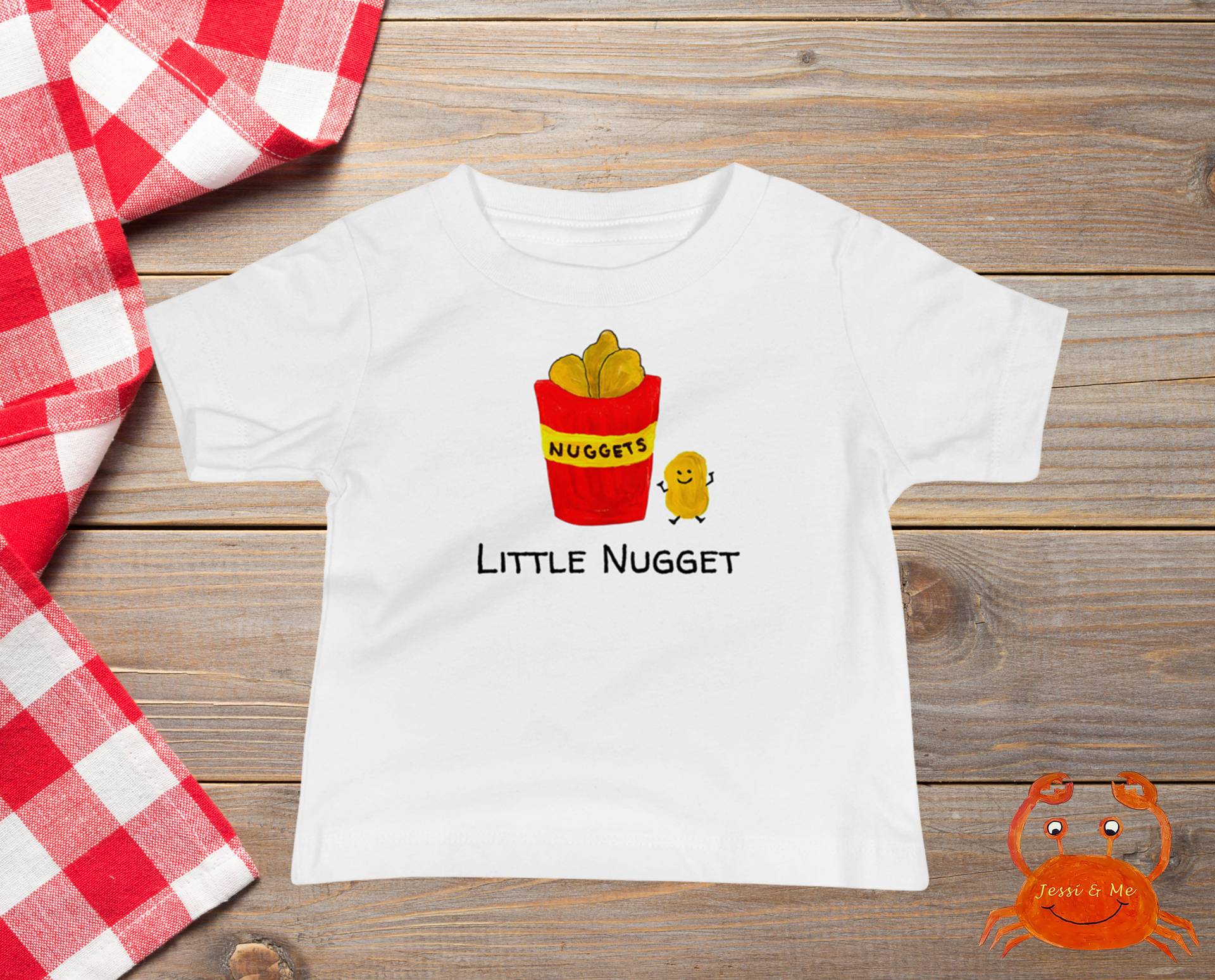 Baby Jersey Kurzarm Little Nugget T-Shirt, Süßes Huhn Fun T-Shirt von JessiandMe