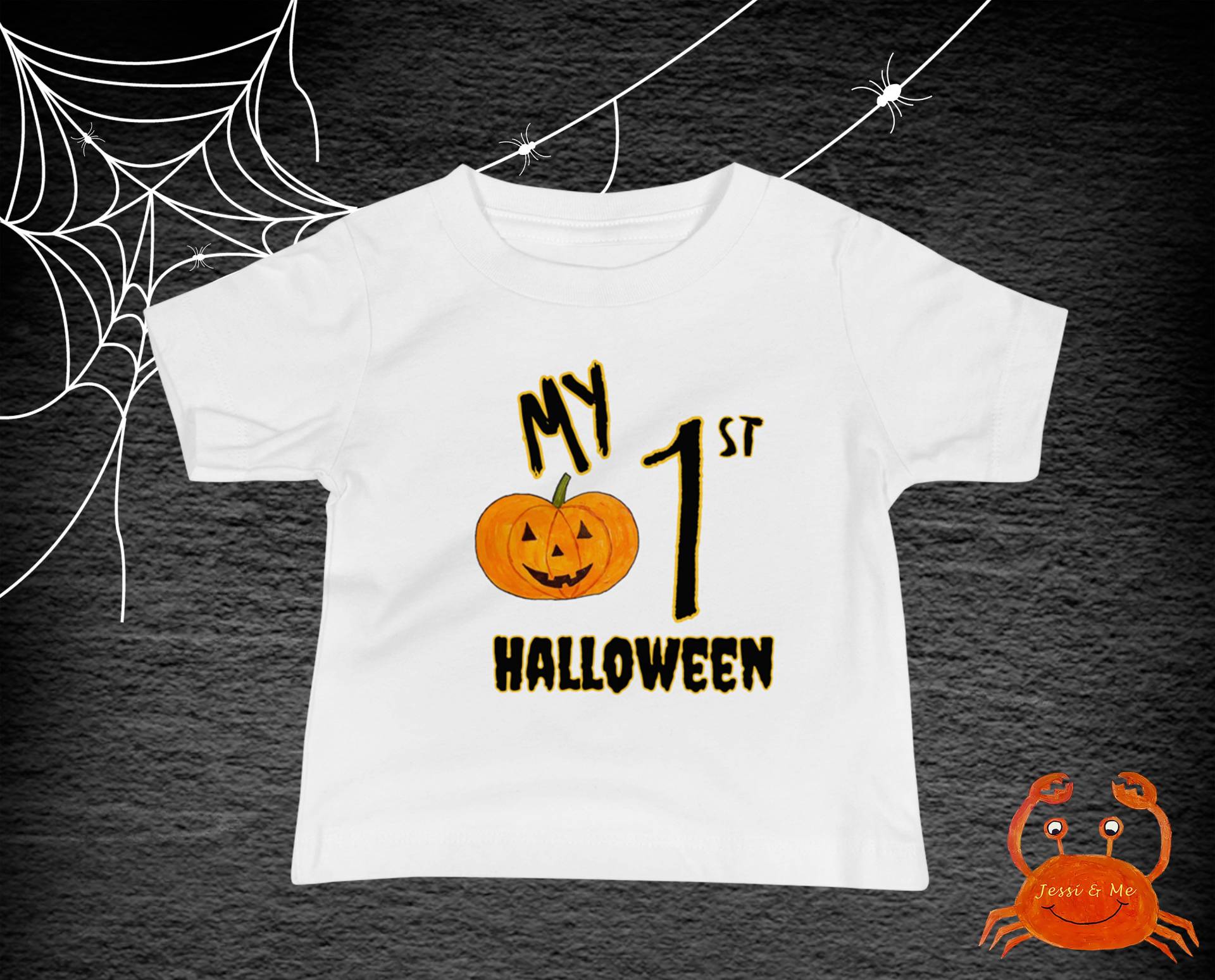 Baby Jersey Kurzarm Mein 1. Halloween T-Shirt, Süßes T-Shirt von JessiandMe