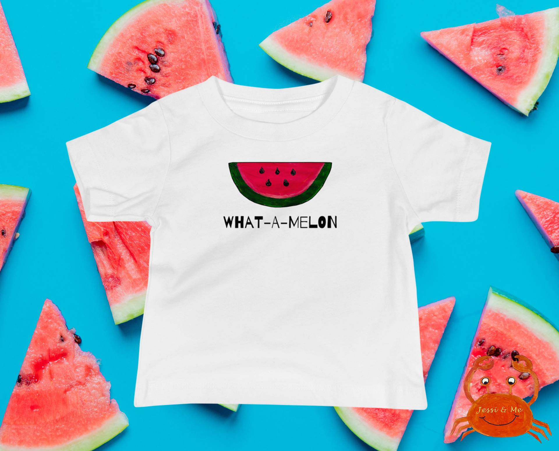 Baby Jersey Kurzarm Wassermelonen T-Shirt, Süßes What-A-Melonen T-Shirt von JessiandMe