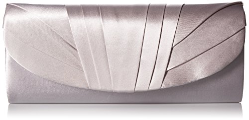 Jessica McClintock Damen Angel Abend-Clutch aus Satin, Smoking-Klappe Abendhandtasche, Silber von Jessica McClintock