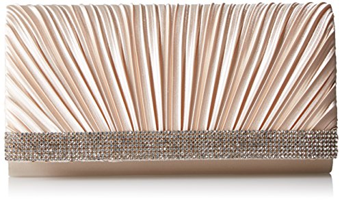 Jessica McClintock Damen Chloe Abend-Clutch aus Satin, Strass Abendhandtasche, Champagner von Jessica McClintock