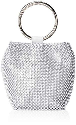 Jessica McClintock Damen Womens Gwen Ball Mesh Ring Wristlet Pouch Clutch Handtasche, Silber von Jessica McClintock