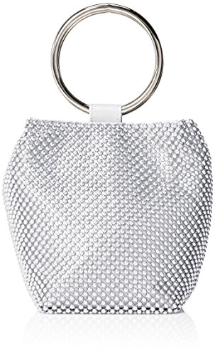 Jessica McClintock Damen Gwen Ball Clutch, Netz-Ring, Handgelenktasche Handtasche, Silber von Jessica McClintock