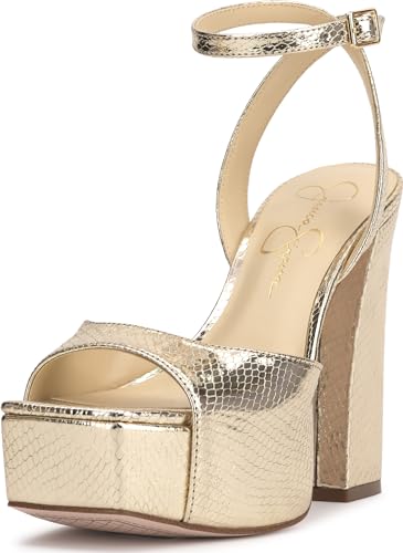 Jessica Simpson Damen Lirio Sandale-Plateau, Helles Gold, 39.5 EU von Jessica Simpson