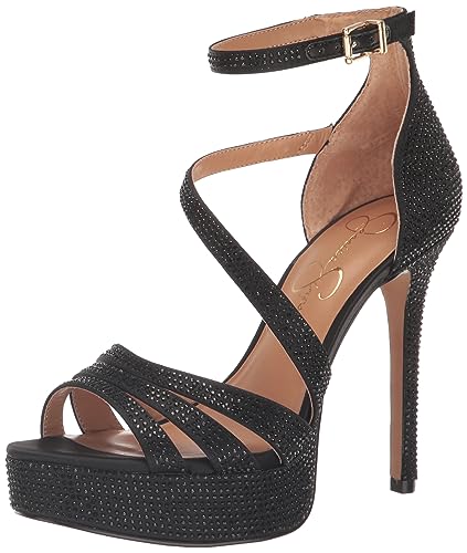 Jessica Simpson Damen Shyremin Plateau-Sandale mit Knöchelriemen Keilsandale, Schwarz, 36.5 EU von Jessica Simpson