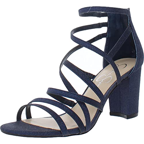 Jessica Simpson Damen Stassey Riemchensandalen mit Blockabsatz Sandale mit Absatz, Navy Micro Flash, 37 EU von Jessica Simpson