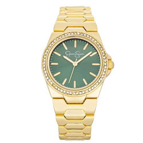 Jessica Simpson Damen-Uhren mit Kristalldiamanten, analoge Quarz-Armbanduhr für Frauen – einzigartige Geschenke für Sie, Gold, Analog von Jessica Simpson