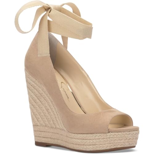 Jessica Simpson Zavida Damen Espadrilles mit Keilabsatz und Knöchelriemen, Almond Supreme Micro Suede, 41 EU von Jessica Simpson