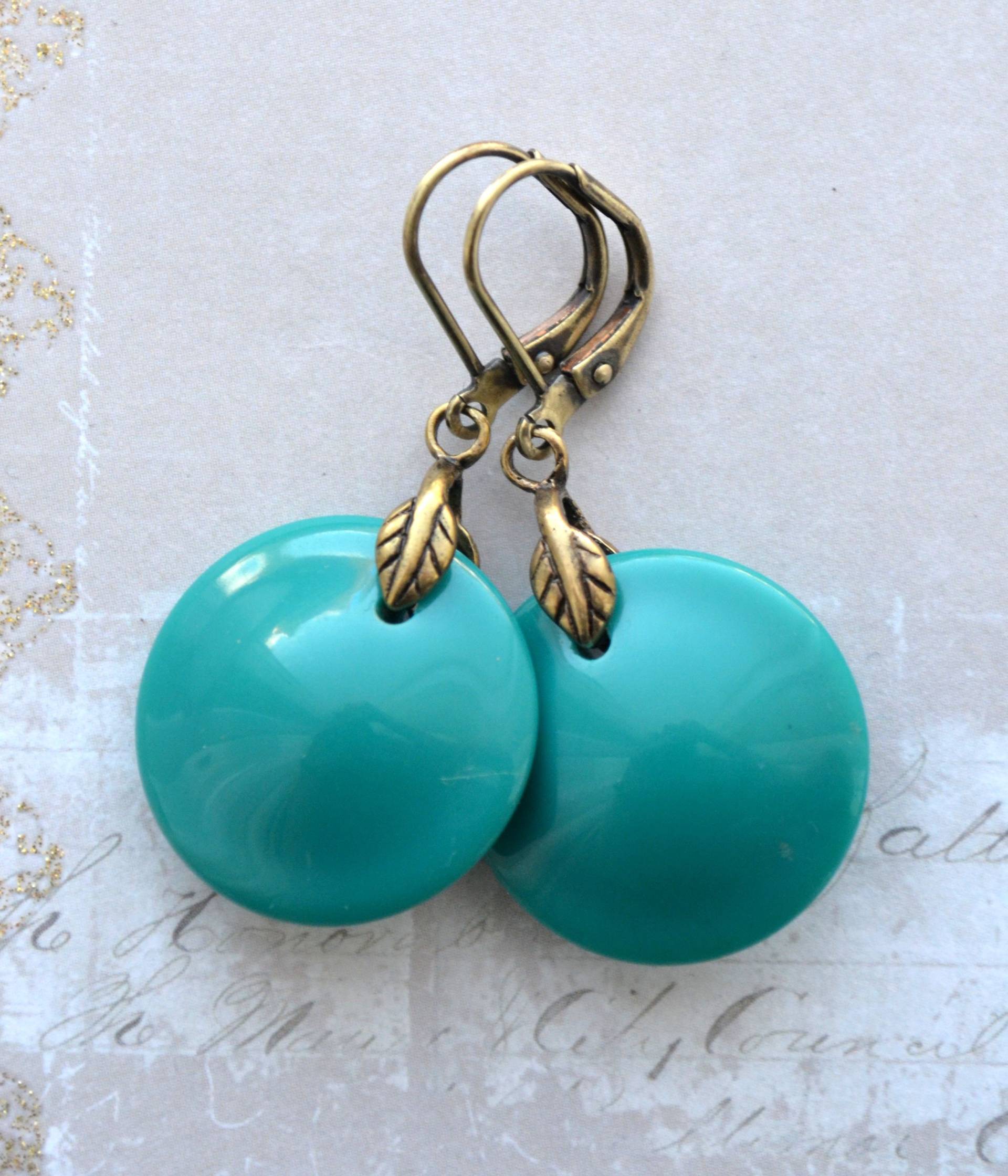 Art Deco Petrolium Kreis Ohrringe von JessicaAscoughDesign