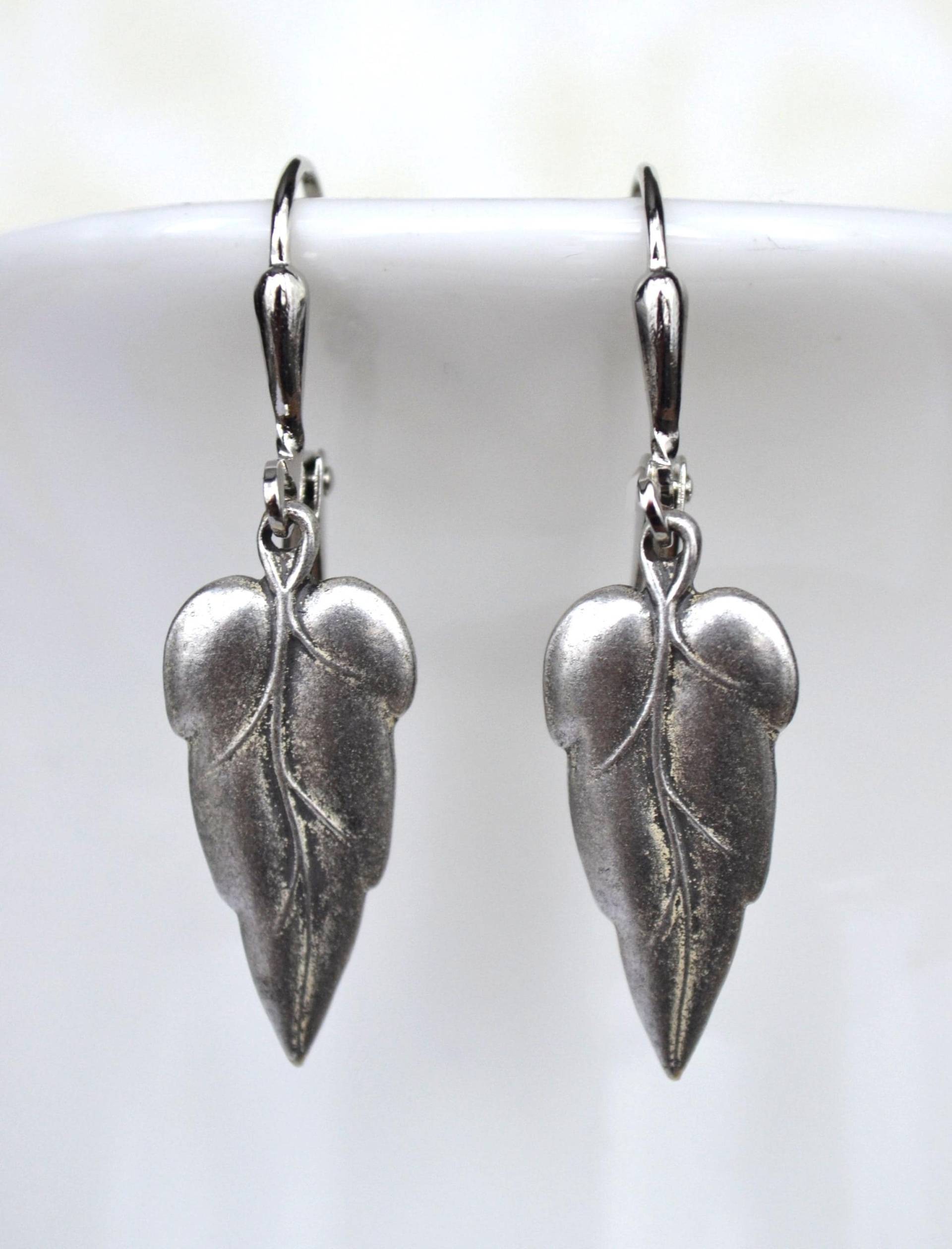 Jugendstil-stil Antik Silber Messing Vintage Blatt Ohrringe von JessicaAscoughDesign