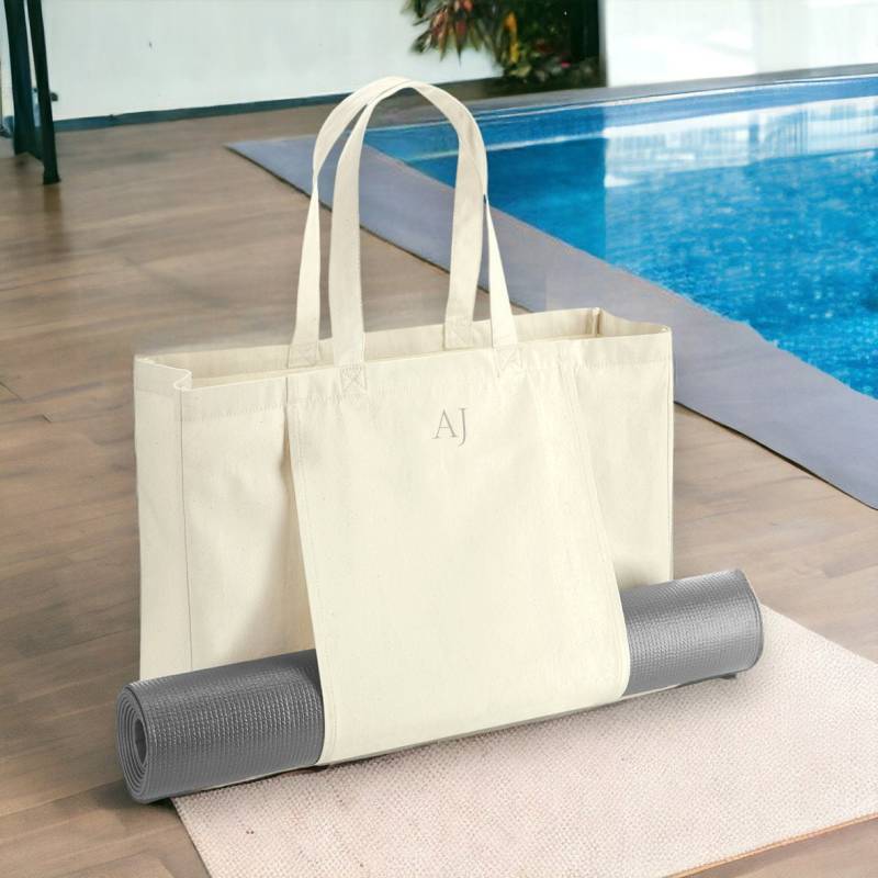 Personalisierte Monogramm Yoga Tasche, Einkaufstasche Für Yoga, Benutzerdefinierte Pilates Bio Einkaufstasche, Yogamatte Halter Tasche Mit von JessicaHollieGifts