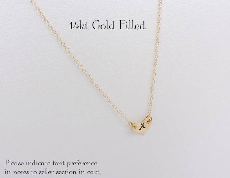14Kt Gold Filled Herz Halskette, Benutzerdefinierte Monogramm Personalisierte Brautjungfer Geschenk, Blumenmädchen Minimalist Halskette von JessicasBridal