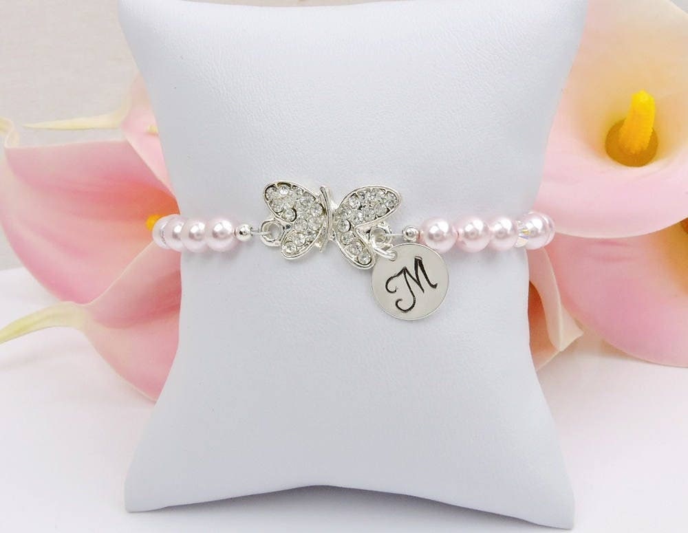 Personalisierte Strass Schmetterling Blumenmädchen Armband Und Perle Geschenk Personalisierte Strass Schmetterling Blumenmädchen Armband Und Perle Geschenk von JessicasBridal