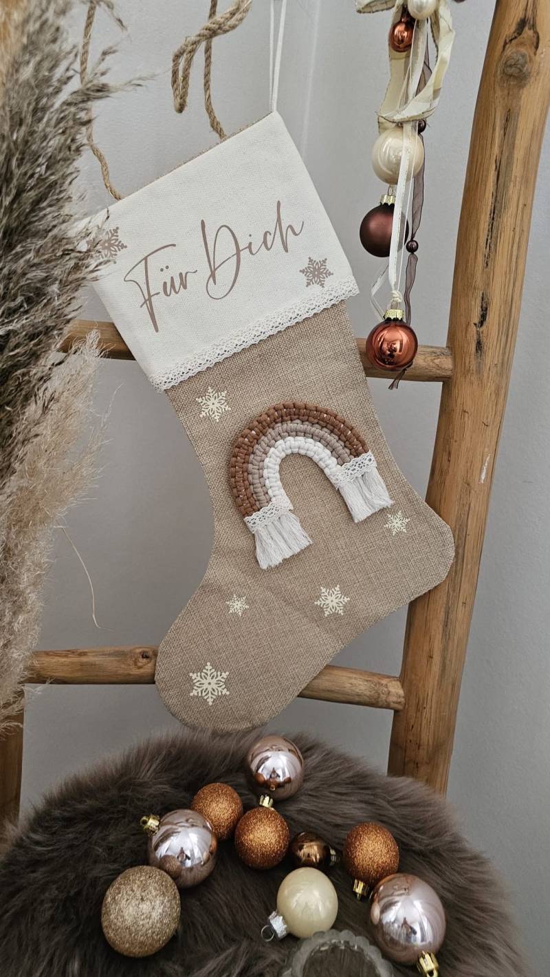 Nikolaus-stiefel Mit Makramee-Regenbogen Personalisiert von JessisMAKRAMEEshop