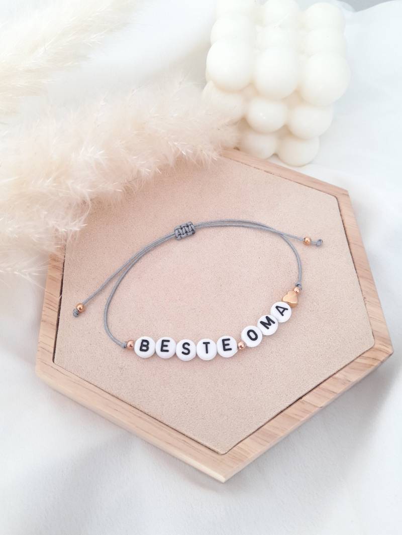 Armband Beste Oma Herz Rosè Gold Silber Filigran Muttertag von JesstinShop