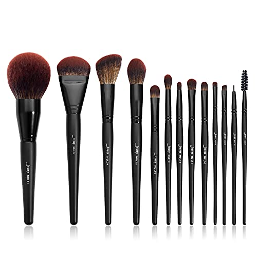 Jessup Pinselset Makeup Pinsel 13 Stück Make Up Pinsel Set Kosmetikpinsel Schminkpinsel Puder Foundation Contour Blush Highlight Blending Lidschatten Concealer Spoolie Eyeliner Pinsel Schwarz T300 von Jessup