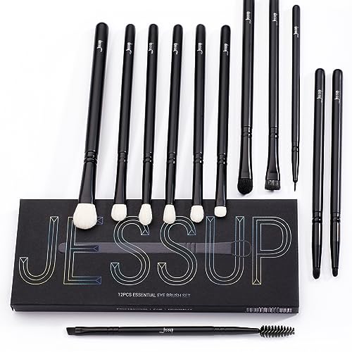 Jessup Make-up Pinsel Augenpinsel-Set 12St Lidschatten Professionelle Natürliche Synthetische Haar Lidschatten Blender Augenbrauen Eyeliner T322 von Jessup