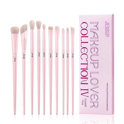 Jessup Pinselset Makeup Augenpinsel Lidschattenpinsel Lidschatten Pinsel Set 10tlg rosa Augen Make up Pinsel Concealer Pinsel Premium Synthetik Lidschatten Eyeliner Smudge Crease Blender Pinsel T496 von Jessup