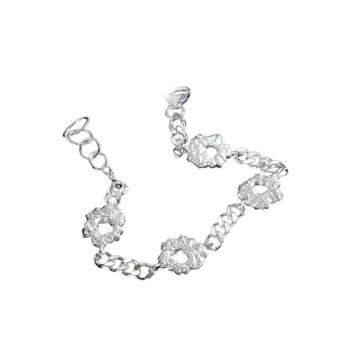 Jesuky Armband Silber, Armband Damen 925 Unregelmäßiger Blumenkreis Armband Damen Silber Rose Armband Damen Silber Für Damen Geschenke Geburtstag Valentinstag Geschenck von Jesuky