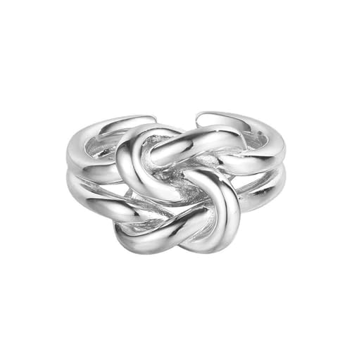 Jesuky Damen Ring, Silber Ringe 925 Doppellagiger Kreuzknoten Einfachheit Damen Ring Silber 8.3 Gr Verstellbar Ring Gold Für Damen Geburtstag Valentinstag Geschenck von Jesuky