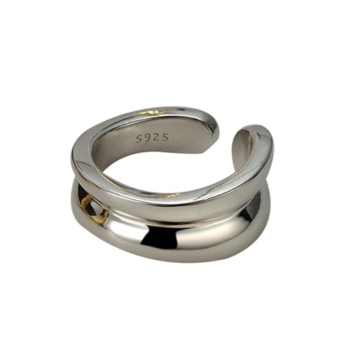 Jesuky Damen Ring, Silber Ringe 925 Geschliffen Einfach Elegant Ringe 925 7.6 Gr Verstellbar Ring Gold Für Damen Geburtstag Valentinstag Geschenck von Jesuky