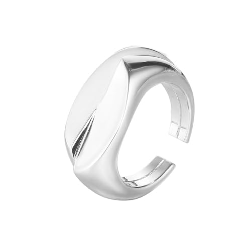 Jesuky Damen Ring, Silber Ringe 925 Glatte Und Einfache Schnittmuster Gold Ringe Damen 7 Gr Verstellbar Ring Silver Für Damen Geburtstag Valentinstag Geschenck von Jesuky