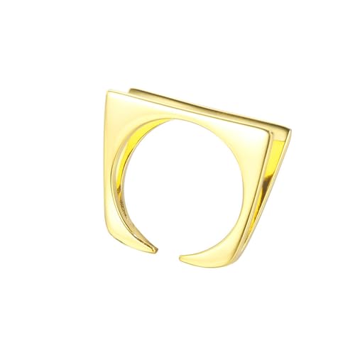 Jesuky Damen Ring, Silber Ringe 925 Linie Ausschnitt Quadrat Ring Silber 925 4.1 Gr Verstellbar Ring Gold Für Damen Geburtstag Valentinstag Geschenck von Jesuky