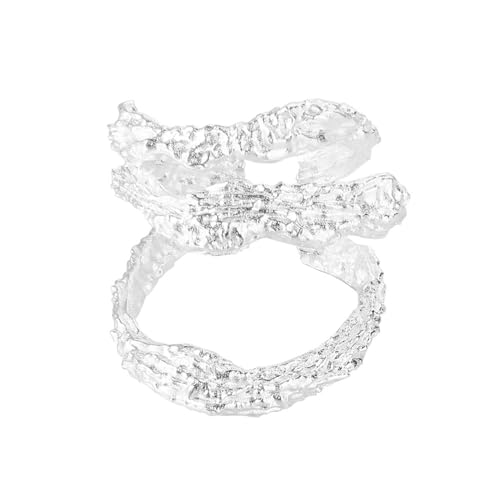 Jesuky Damen Ring, Silber Ringe 925 Mehrlagige Unregelmäßige Textur Zart Ringe Frauen Silber 925 7.3 Gr Verstellbar Ring Silver Für Damen Geburtstag Valentinstag Geschenck von Jesuky