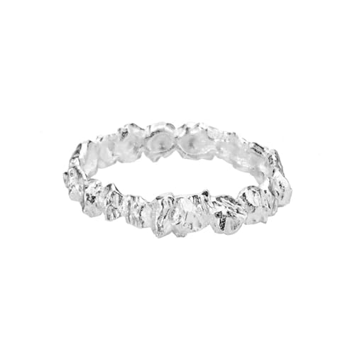 Jesuky Damen Ring, Silber Ringe 925 Unregelmäßig Plissierte Textur Ringe Damen 1.66 Gr Silver Für Damen Geburtstag Valentinstag Geschenck von Jesuky