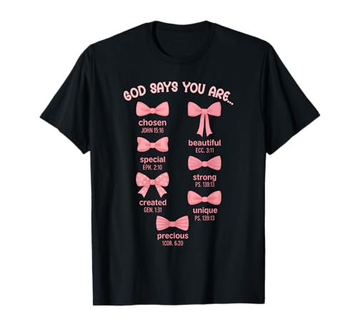 Kokette Schleife Bibelvers Christian Jesus Christus Mädchen Frauen T-Shirt Kokette Schleife Bibelvers Christian Jesus Christus Mädchen Frauen T-Shirt von Jesus Bible Coquette Religion Prayer Bow Youth