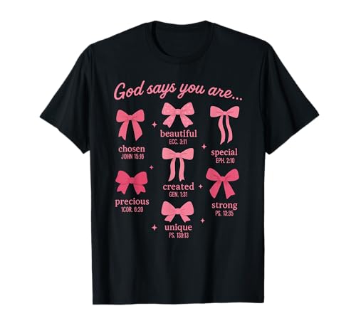 Kokette Schleife Bibelvers Christian Jesus Christus Mädchen Frauen T-Shirt Kokette Schleife Bibelvers Christian Jesus Christus Mädchen Frauen T-Shirt von Jesus Bible Coquette Religion Prayer Bow Youth