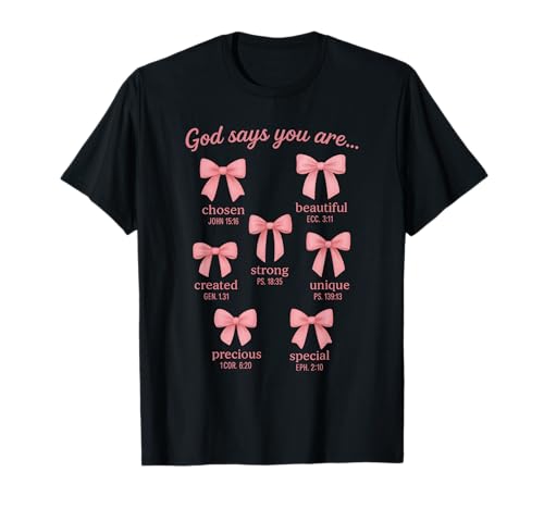 Kokette Schleife Bibelvers Christian Jesus Christus Mädchen Frauen T-Shirt Kokette Schleife Bibelvers Christian Jesus Christus Mädchen Frauen T-Shirt von Jesus Bible Coquette Religion Prayer Bow Youth