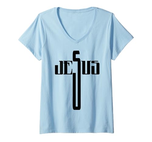 Damen Jesus – Christlich T-Shirt mit V-Ausschnitt von Jesus Christian