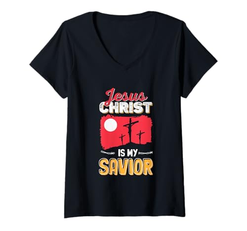 Damen Christlicher Glaube Jesus Kreuz Erlöser Bibel Shirt T-Shirt mit V-Ausschnitt Damen Christlicher Glaube Jesus Kreuz Erlöser Bibel Shirt T-Shirt mit V-Ausschnitt von Jesus Christus Glaube Kreuz Christ Geschenk Gebet