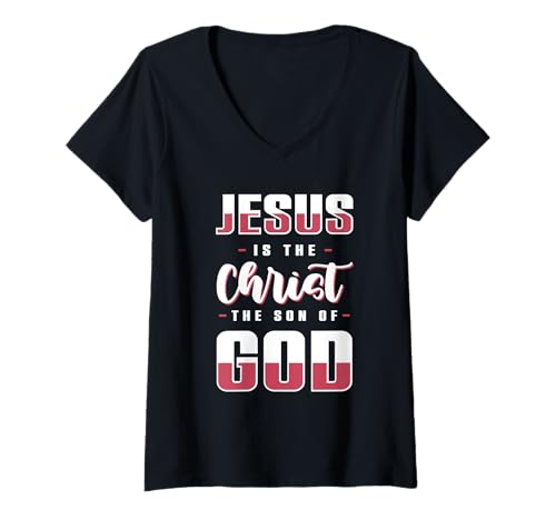 Damen Jesus is The Son of God Bible Verse Shirt T-Shirt mit V-Ausschnitt Damen Jesus is The Son of God Bible Verse Shirt T-Shirt mit V-Ausschnitt von Jesus Christus Glaube Kreuz Christ Geschenk Gebet