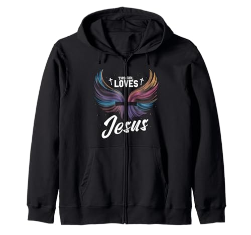 Dieses Mädchen liebt Jesus Christliches Mädchen Jesus Kapuzenjacke von Jesus Designs for Girls Who Love Christ