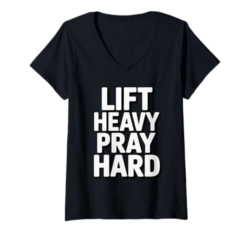Damen Jesus Tshirt Fitness Gym Christentum Christ Cross Kreuz T-Shirt mit V-Ausschnitt von Jesus Geschenk Christentum Bibel Kirche Fitness