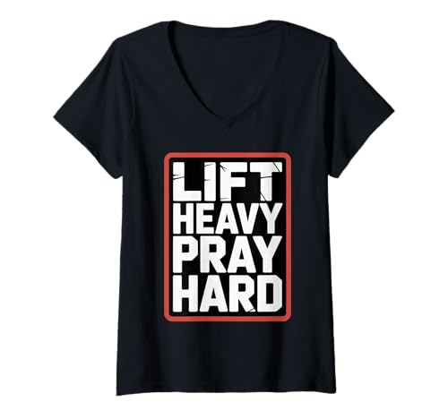 Damen Jesus Tshirt Fitness Gym Christentum Christ Cross Kreuz T-Shirt mit V-Ausschnitt von Jesus Geschenk Christentum Bibel Kirche Fitness