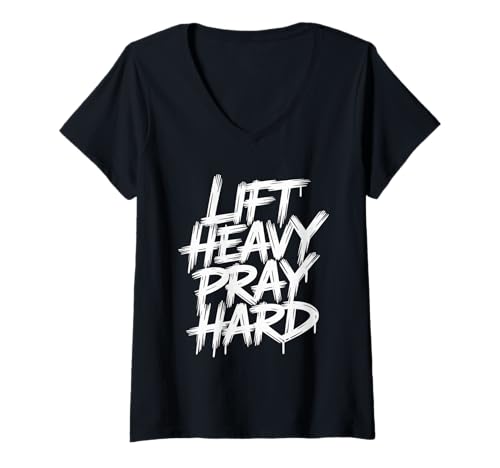 Damen Jesus Tshirt Fitness Gym Christentum Christ Cross Kreuz T-Shirt mit V-Ausschnitt von Jesus Geschenk Christentum Bibel Kirche Fitness