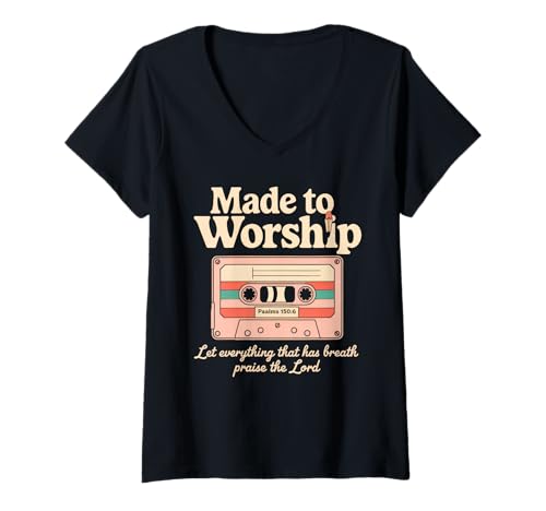 Damen Jesus Tshirt Fitness Gym Christentum Christ Cross Kreuz T-Shirt mit V-Ausschnitt von Jesus Geschenk Christentum Bibel Kirche Fitness