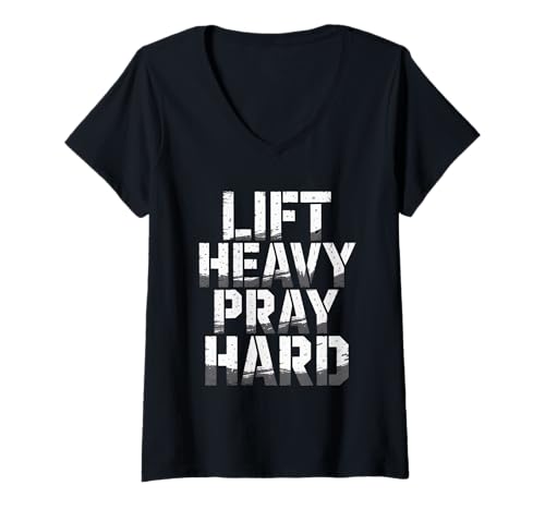 Damen Jesus Tshirt Fitness Gym Christentum Christ Cross Kreuz T-Shirt mit V-Ausschnitt von Jesus Geschenk Christentum Bibel Kirche Fitness